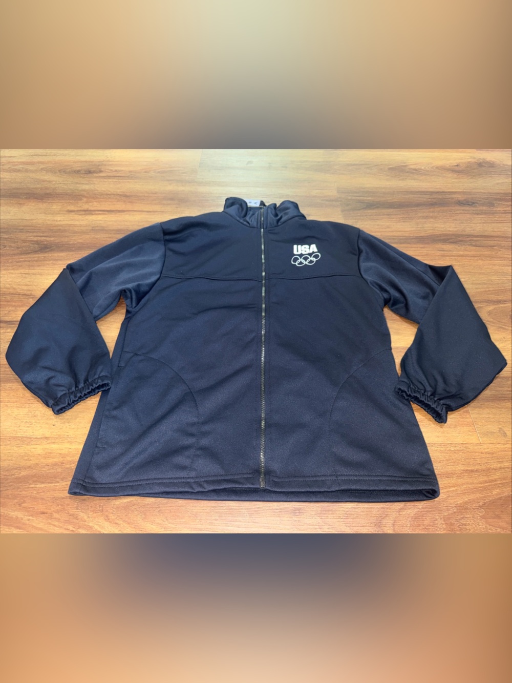 USA Olympic Committee Track Jacket Mens Medium Navy Blue Full Zip Made in USA